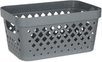 Glad Plastic Baskets for Organizing, Set of 6 | Pantry Storage for Under Counter, Linen Closet, and Bathroom | Nesting Shelf Bins with Handles, 1 Gallon, Grey