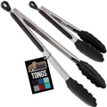 GORILLA GRIP Stainless Steel Kitchen Tongs for Cooking, 2 PK, Turquoise