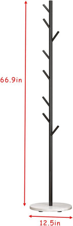DOORXIFO Black Metal Coat Rack, Freestanding with Hooks, Entryway Coat Rack Stand, Coat Racks with Marble Base, Coat Tree for Hanging Clothes, Hats, Bags
