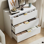 Furniway White Dresser for Bedroom, Modern Dresser with 3 Drawers and Smooth Slides, Wide Chest of Drawers with Golden Handles for Bedroom, Living Room, Closet, 15.7" D x 31.5" W x 29.6" H