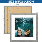 Hongkee 16x16 Frame Set of 4, 16 x 16 Grey Wood Style(Mat 12x12)