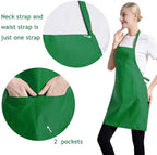 Total 12 PCS Plain Bib Blackish Green Bulk Aprons for Women Men Adult with 2 Front Pockets-BBQ Dad Grilling Cooking Apron (green-12pcs)