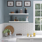 Ballucci Floating Shelves for Wall, 36" Wood Wall Shelf Set of 2, with Invisible Brackets for Bathroom, Living Room, Bedroom, Kitchen, Nursery, 8" Deep, White