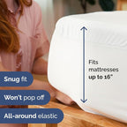 100% Waterproof Mattress Protector Or Your Money Back Twin Size-Premium Fitted Terry Cover - Noiseless, Soft & Cooling - Secure Fit up to 16” Deep Pockets -Machine Washable & Wrinkle-Free - White