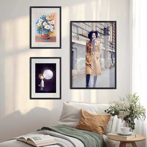 puthiac 16x20 Solid Oak Wood Picture Frame, Black, 1 Pack