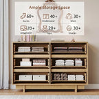 HOUROM Oak Dresser for Bedroom, 47in Modern 6 Drawer Chest of Drawers