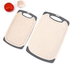 FLYINGSEA Cutting Boards For Kitchen, Anti-Skid Eco-Wheat Straw Cutting Board Set (3 Pcs), Dishwasher Safe (light brown)