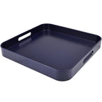 SforGUVA Square Navy Blue Decorative Serving Tray with Handles, Versatile Ottoman Tray for Coffee Table, Entertaining, Outdoor Patio, Living Room, 13”*13”*1.6”