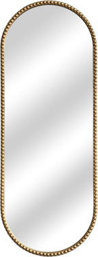 Antique Gold Full Length Mirror Vintage Oval Full Body Mirror Hanging Dressing Beaded Wall Mounted Mirror Decorative Wall Mirrors for Entryway Bedroom 53"X20"