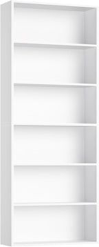 FOTOSOK 6-Tier Open Bookcase and Bookshelf, Freestanding Display Storage