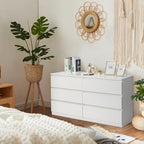 Karl home White 55-Inch 6 Drawer Modern Dresser, Bedroom Storage Chest