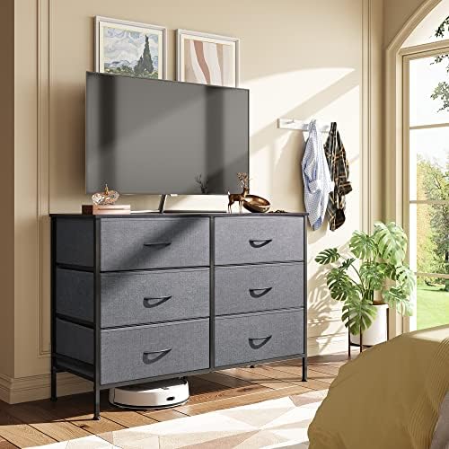 WLIVE Dresser for Bedroom with 6 Fabric Drawers, Dark Grey