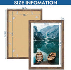 Hongkee 13x19 Picture Frame Set of 4, 13 x 19 Rustic Brown Wood(Mat 11x17)