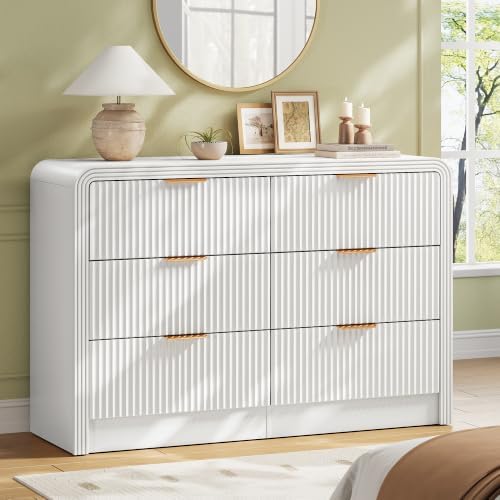 Decofy Fluted 6 Drawers Dresser, 47.2'' Wide Chest of Drawers for Bedroom