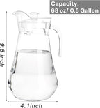 SOUJOY 2 Pack Plastic Pitcher, 68Oz Clear Iced Water Jug with Lid and Handle, Heat Resistant BPA-Free Tea Pitcher for Lemonade, Juice, Milk, Cold or Hot Beverage