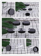 XICHEN (24 Pieces) 10G/10ML Clear Plastic Cosmetic Round Container Jars with BLACK Lids