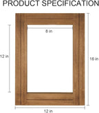 Rectangle Wall Mirror for Bathroom, Distressed White Wood Decor with Hanging Rope for Rustic Home Decor, Vanity, Living Room 12"×16"（Wooden）