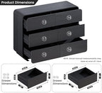 Standifurno Curved Dresser with 6 Drawers, 47" Wide Chest of Drawers with Clothes Storage Organizer, Wood Dresser Closet for Living Room, Hallway (Black)