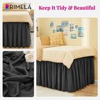 RIMELA Dorm Bed Skirt Twin XL 32 Inch Drop, Easy to Install Extra Long Wrap Around Elastic Dust Ruffle, Dark Grey Bedskirt Solid Silky Fabric Machine Washable (Twin XL 80“L x 39”W & Twin 75“L x 39”W)