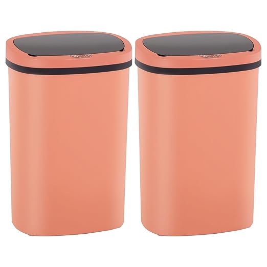 PayLessHere | 13 Gallon Plastic Trash Can | Pink | Automatic Touchless Lid with Motion Sensor | Kitchen Garbage Can with Waterproof Design | for Home, Office, Bathroom | Pack of 2