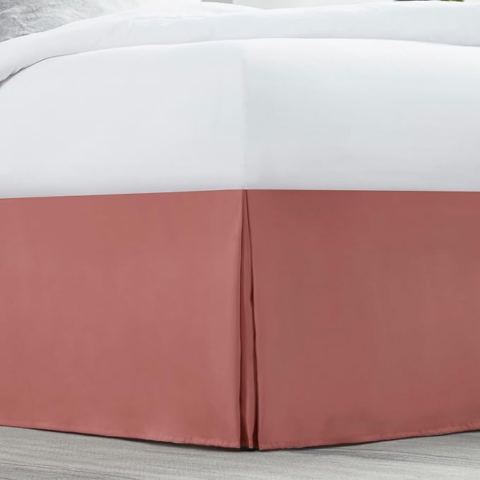 Nestl Pink Clay Bed Skirt King Size - King Bed Skirt 14 Inch Drop - Brushed Microfiber Bed Skirts - Hotel Quality Pleated Bed Skirt - Shrinkage & Fade Resistant