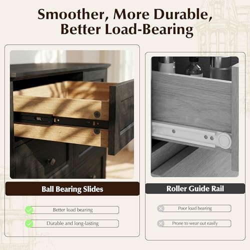 7 Drawers Dresser for Bedroom, 54" Wide Chest of Drawers w/Charging Station
