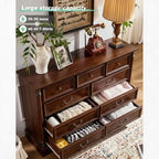 Farmhouse 9-Drawer Dresser with Charging Station for Bedroom