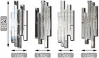 Artisan Set of 4 Silver Beveled Wall Decor Mirrors - 24x8 Inch Each, Creative Combination Design for Modern & Farmhouse Home Decor, Shatter-Resistant Glass with Wood Backing