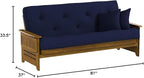 Nirvana Futons Brentwood Tray Arm Futon Sofabed Set - Full Frame, 8" Navy Blue Mattress, Rich Heritage Finish