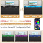 Gyfimoie 63" Black 9-Drawer Dresser for Bedroom w/Power Outlet, LED Light