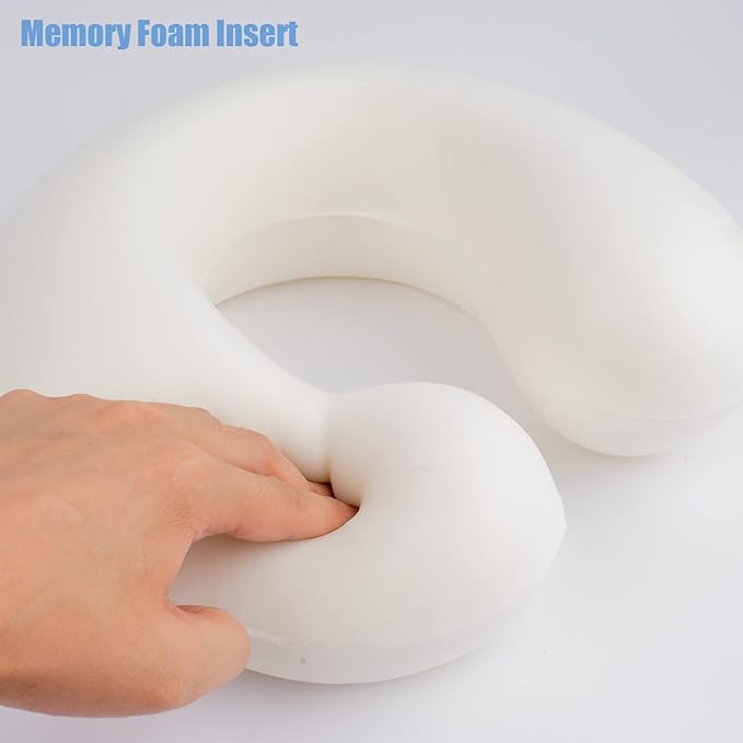 Niuniu Daddy Blue Axolotl Kids Travel Pillow Road Trip Essentials for 3-8 Y/O, Soft Memory Foam Kids Neck Pillow for Airplane Car Travel Portable Cervical Pillow with Boys Girls for Long Trip