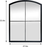 WAMIRRO Black Window Pane Mirror,Farmhouse Arched Grid Mirrors for Fireplace/Entryway/Hallway/Living Room 28"X36"