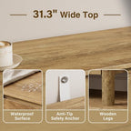 Furniway 45" Tall 5 Drawer Wood Dresser for Bedroom with Legs, Natural Oak