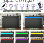 Gyfimoie 8 Drawer Dresser with Power Outlet, Modern Dresser with LED Light