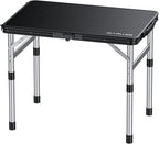 GARLLEN Camping Table with Waterproof High-Density Plastic Tabletop, 3 Adjustable Height Portable Folding Picnic Table, Aluminum Frame Outdoor Table for BBQ, Camping, Indoor Use, 22.8" L x 15.7" W