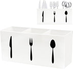 Silverware Organizer Countertop,Acrylic Small Silverware Caddy for Countertop,Knife Fork and Spoon Organizer for Kitchen Storage,Cabinet and Dining Room(White)