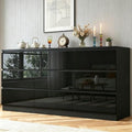 70 INCH 9 Drawers Dresser with Charging Station, Modern Large Dresser with 9 Handle Free Drawers, Wood Storage Chest of Drawers for Bedroom, Living Room, Entryway, Hallway, Black