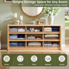Modern 9 Drawers Dresser for Bedroom, 63” Wide Large Dressers & Chest of Drawers, Front Rounded Corner Handleless Design, Storage Dressers Organizer for Hallway, Living Room, Natural Color