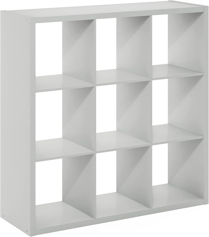 Furinno Cubicle Open Back Decorative Cube Storage Organizer, Light Grey