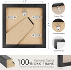 puthiac 4x4 Solid Oak Wood Picture Frames, Black, 3 Pack