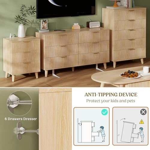 Modern Dressers and Nightstands Set 4-Piece, 2 Nightstands + 5 + 6-Drawers