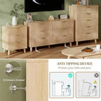 Modern Dressers and Nightstands Set 4-Piece, 2 Nightstands + 5 + 6-Drawers