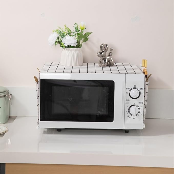 Microwave Oven Cover Dust Oil Proof Cotton Linen Waterproof Fabric Cloth Machine Protector Decorative Kitchen Appliance Cover 30 * 90cm Oven Cover Cloth Dust Cover(brown)