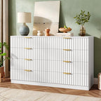 47.2" Wide Fluted 8 Drawer Dresser for Bedroom, White