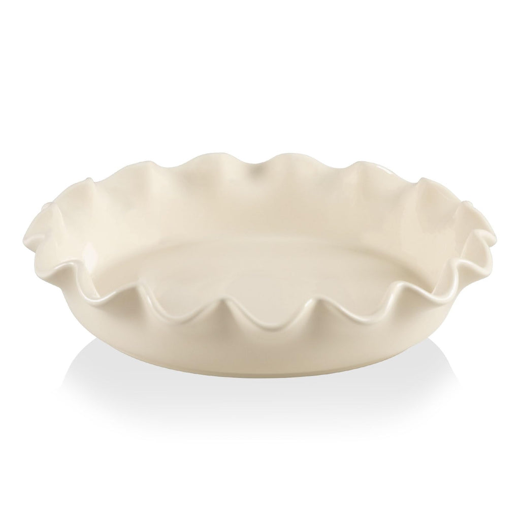 Sweejar Ceramic 11.5 Inches Pie Pan for Baking, Deep and Fluted Porcelain Round Pie Dish, Non-Stick Pie Plate for Pumpkin Pie, Apple Pie, Pie Pots with Morden Farmhouse Design(Beige)
