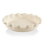 Sweejar Ceramic 11.5 Inches Pie Pan for Baking, Deep and Fluted Porcelain Round Pie Dish, Non-Stick Pie Plate for Pumpkin Pie, Apple Pie, Pie Pots with Morden Farmhouse Design(Beige)