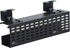 AEONS Under Desk Cable Management Tray Black Horizontal 16-inch Under Desk Removable C Clamp Mount Computer Cord Raceway and Modesty Panel