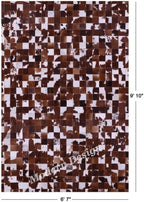 Modern Design Premium Cowhide Leather Carpet with Chevron Pattern, Area Rug (Brwon/White, 3x12)
