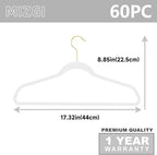 MIZGI Premium White Velvet Hangers, 60 Pack, Anti-Slip, Lightweight, Space Saving, Suitable for Coats, Shirts, Sweaters, Dresses, Pants, and More