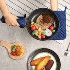 Oven Pot Holder with Pocket Cotton Heat Resistant Coaster Potholder Kitchen Hot Pad Oven Mitts for Cooking Square 7"x9"Set of 5 (Blue)